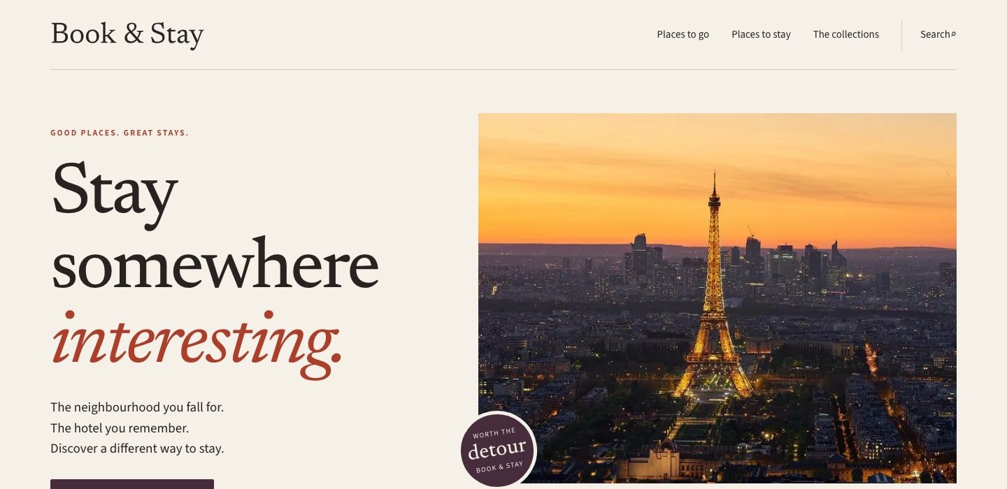 Book & Stay homepage